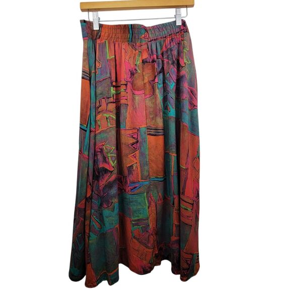 Vintage INGROUP LTD Abstract Pattern Button Midi Skirt W/Pockets Size 12 - Picture 2 of 7